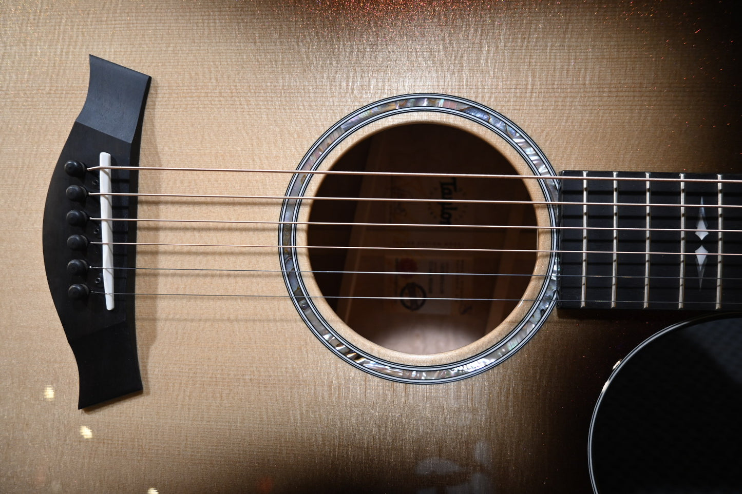 Taylor Custom GA Grand Auditorium Bearclaw Spruce/Big Leaf Quilt Maple Catch #26 - Silver Cranberry Supernova Guitar #4106 - Danville Music