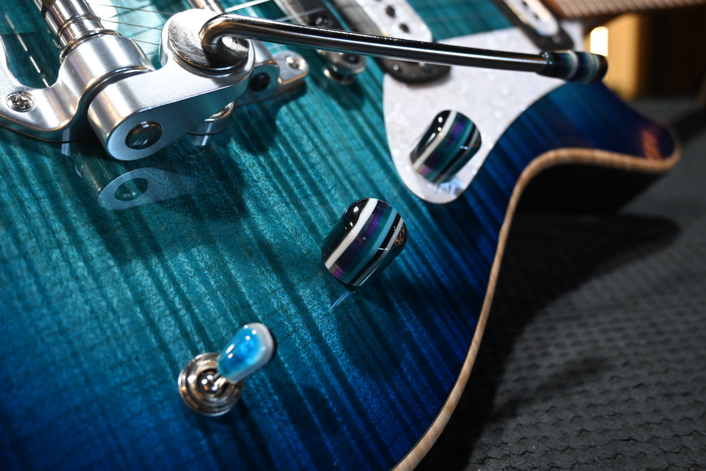 Powers Electric A-Type Select Maple PF42 CamTail - Blue Lagoon Guitar #A667 - Danville Music