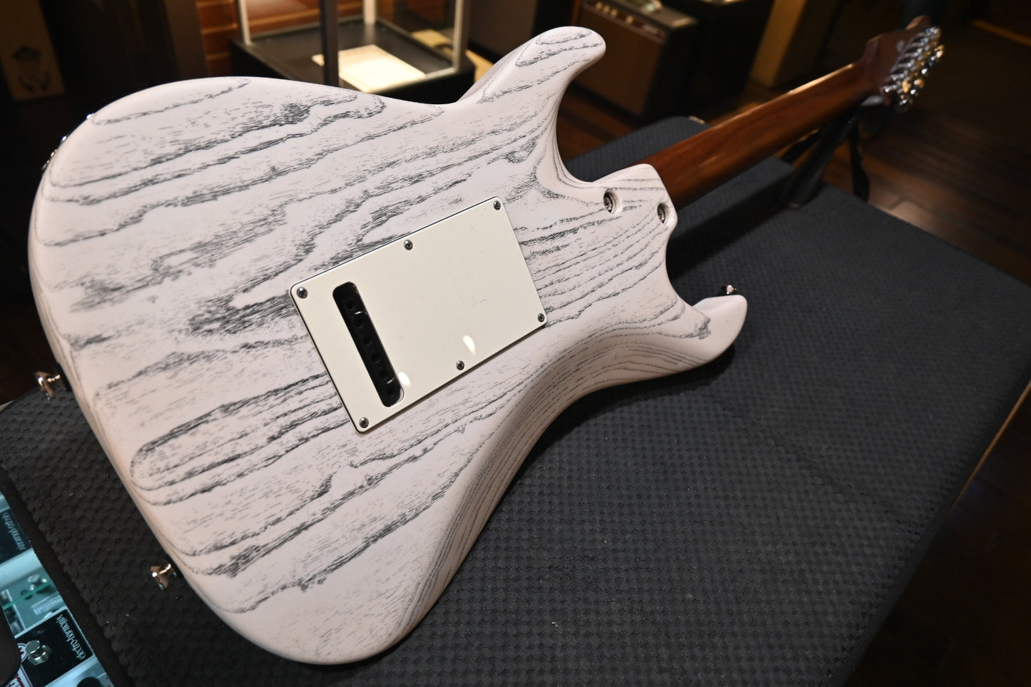 Tom Anderson Classic - White with Black Dog Hair Satin Guitar #223N - Danville Music