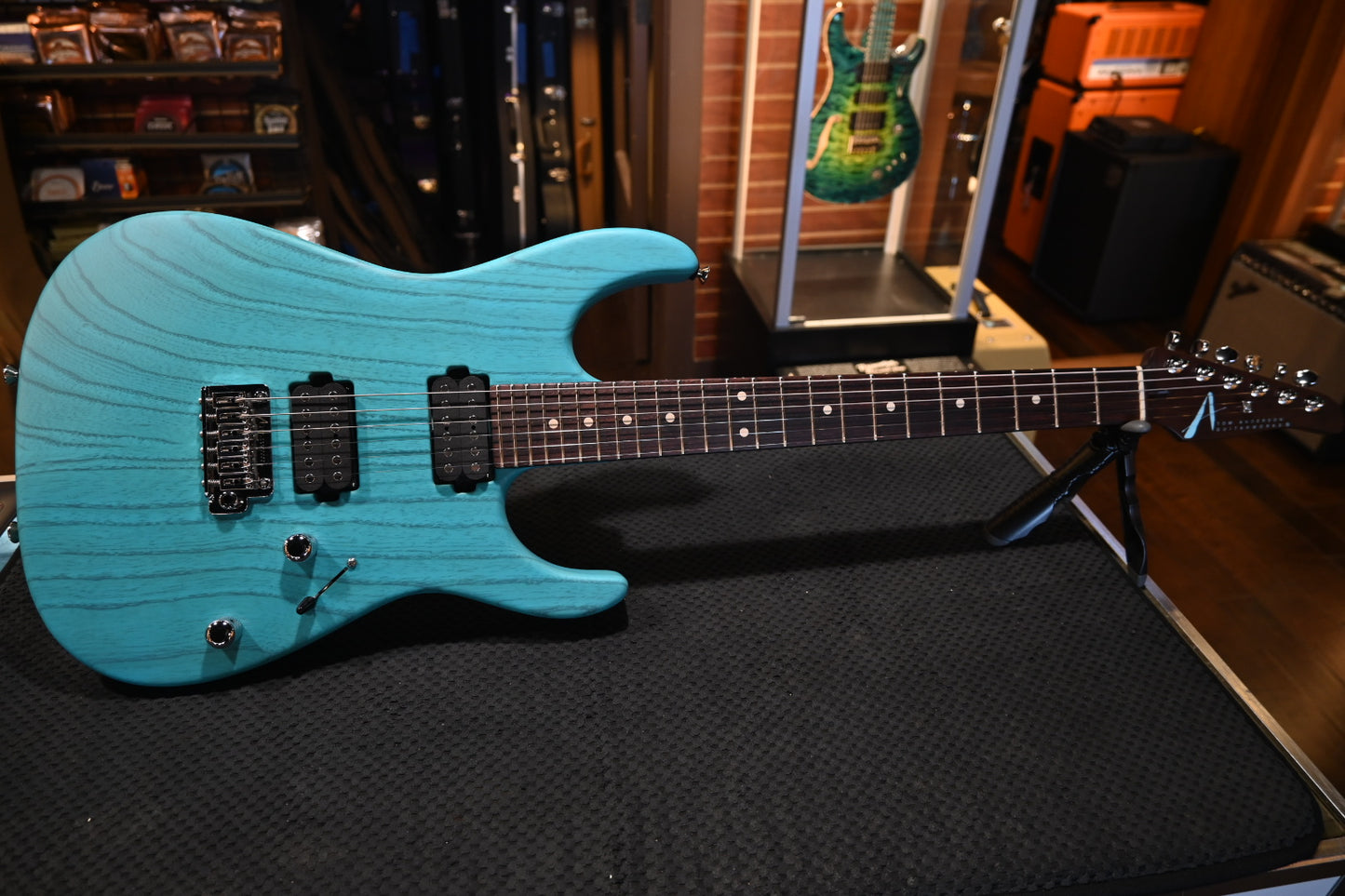 Tom Anderson Li’l Angel Player - Satin Translucent Cotton Candy Blue Dark Grain Guitar #124A - Danville Music