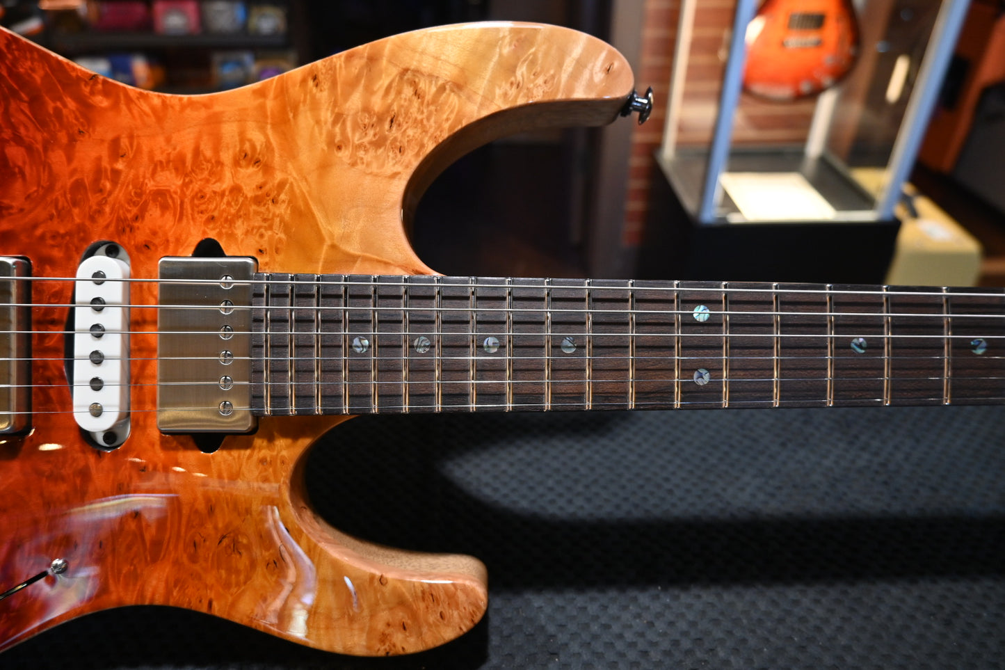 Suhr Custom Modern Carved Top Set Neck Waterfall Burl - Desert Gradient Guitar #2640 - Danville Music