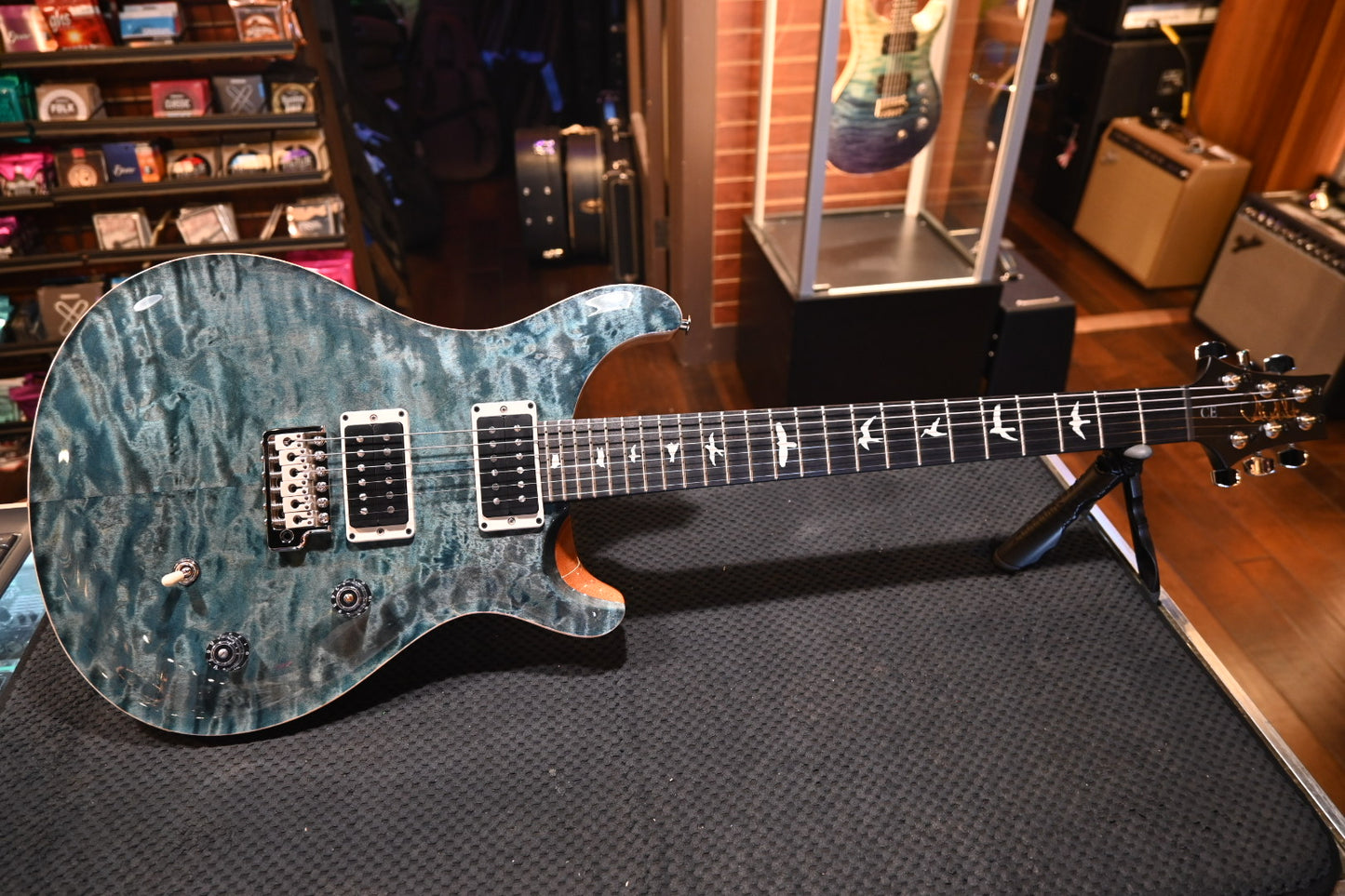 PRS Wood Library CE 24 Quilt - Blue Crab Blue Guitar #2087 - Danville Music