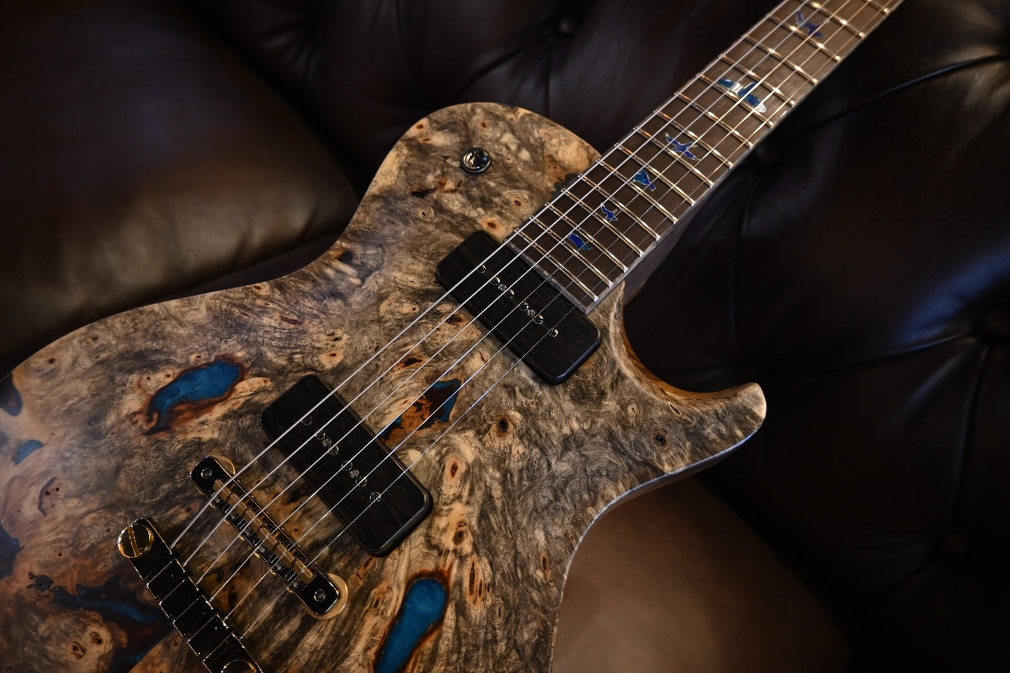 PRS Private Stock McCarty SC 594 Single-Cut Buckeye Burl “White Walker” - Blue Resin Fill Guitar #10496 - Danville Music