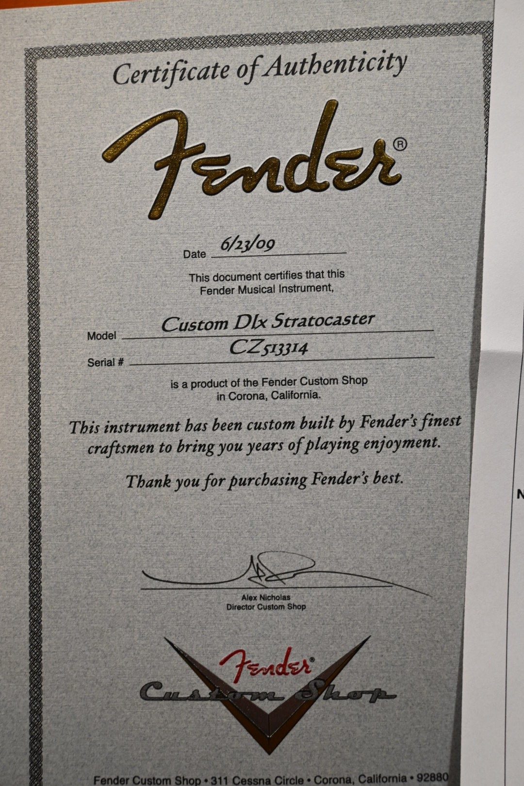 Fender Custom Shop Custom DLX Stratocaster 2009 - Chocolate 3-Tone Sunburst Guitar #3314