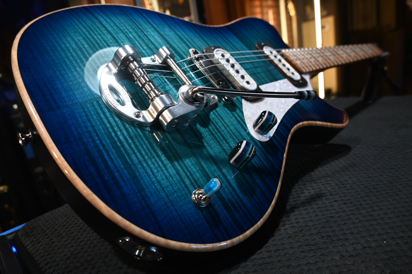 Powers Electric A-Type Select Maple PF42 CamTail - Blue Lagoon Guitar #A667 - Danville Music