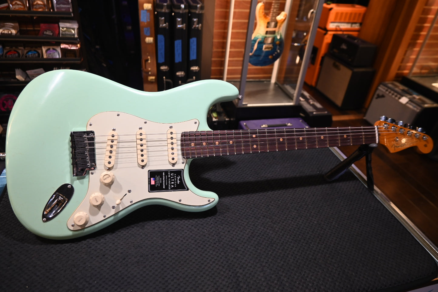 Fender American Ultra Luxe Vintage ‘60s Stratocaster - Surf Green Guitar #5466 - Danville Music