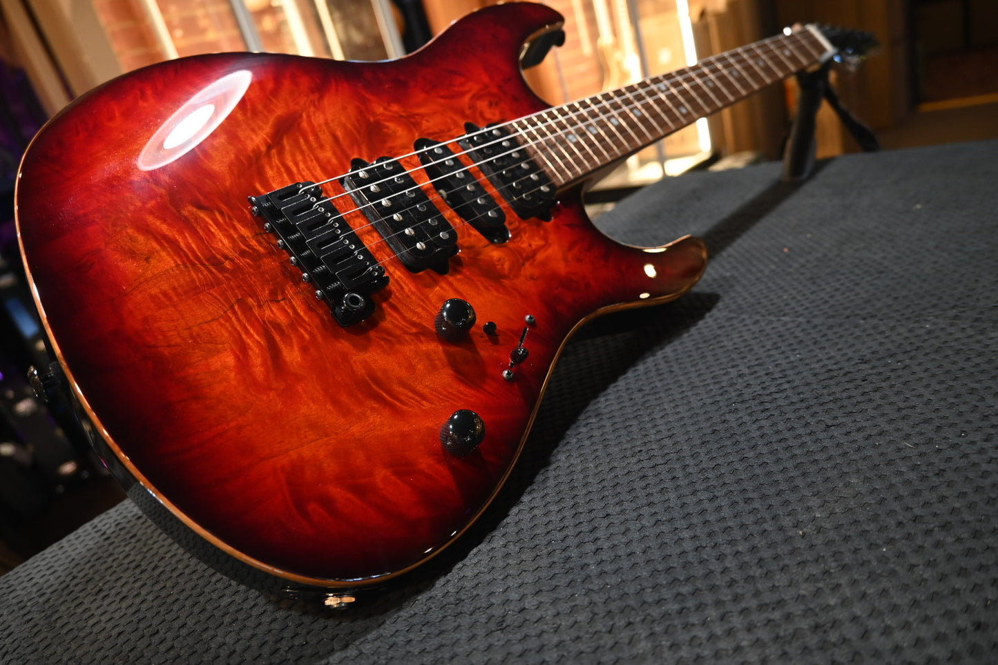 Suhr Custom Modern Waterfall Burl - Inferno Burst Guitar #8082 - Danville Music