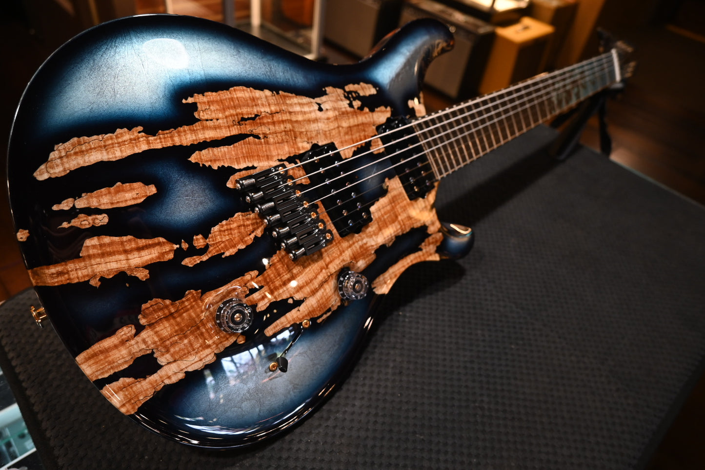 PRS Private Stock Custom 24 7-String Multi-Scale Spalted Maple - Sub Zero Silver Leaf Guitar #9970 - Danville Music