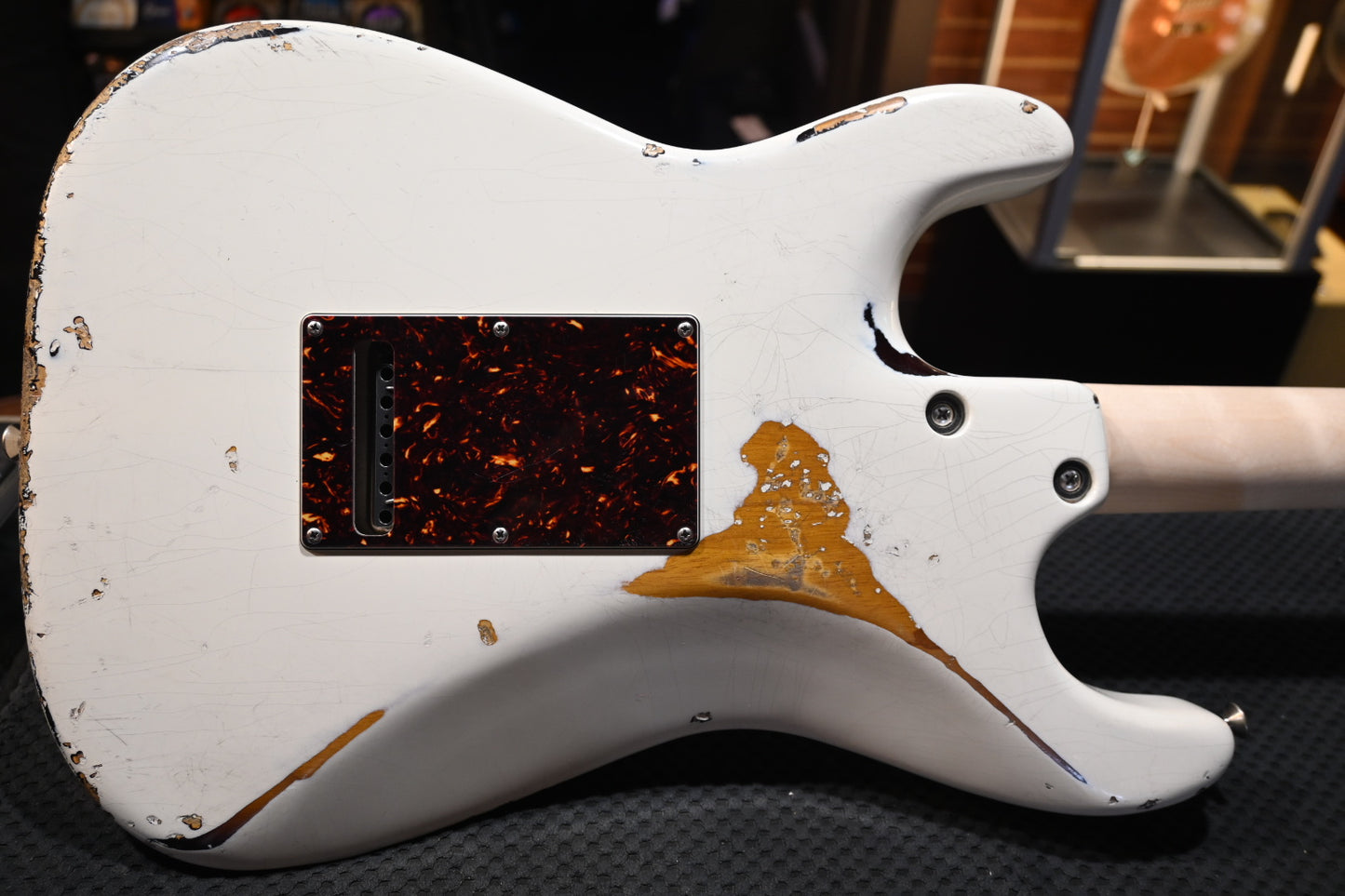 Tom Anderson Icon Classic In-Distress - Olympic White over Tobacco Burst Guitar #923N - Danville Music