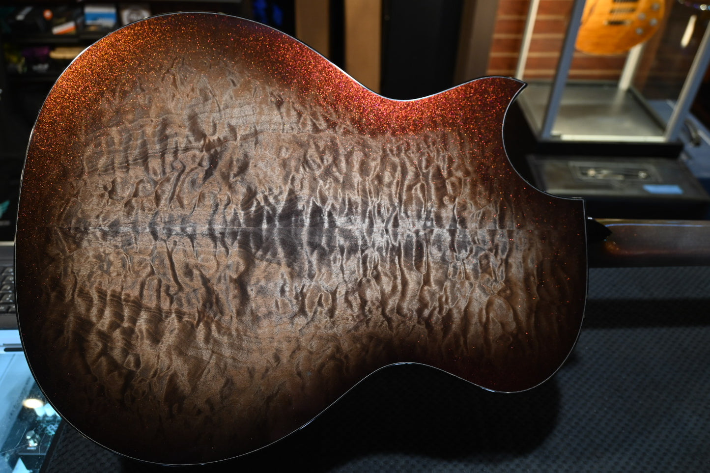 Taylor Custom GA Grand Auditorium Bearclaw Spruce/Big Leaf Quilt Maple Catch #26 - Silver Cranberry Supernova Guitar #4106 - Danville Music