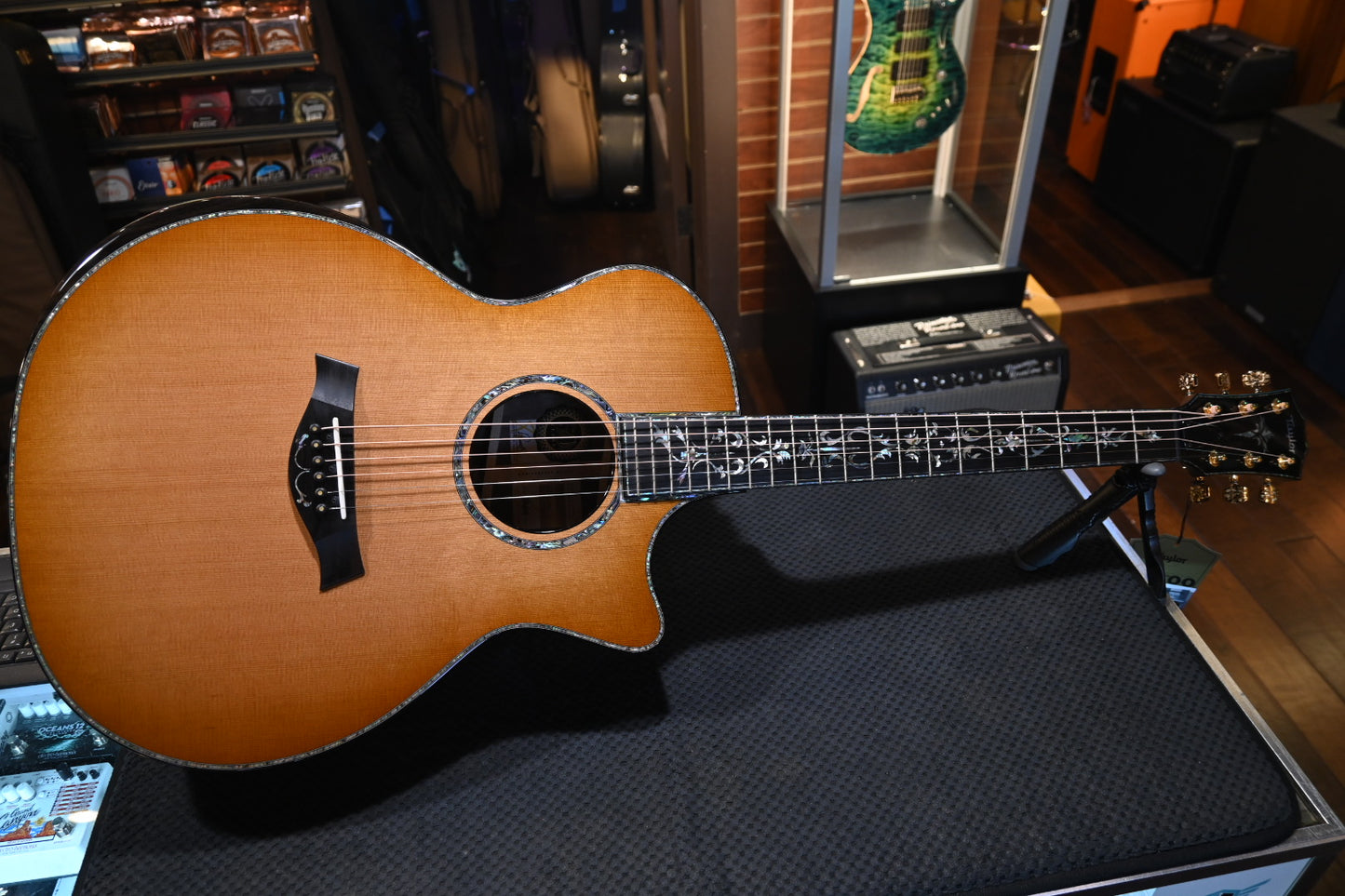 Taylor 50th Anniversary PS14ce LTD Cedar/Claro Walnut Guitar #4001 w/ Matching Circa 74 Amp. Only 16 Made!