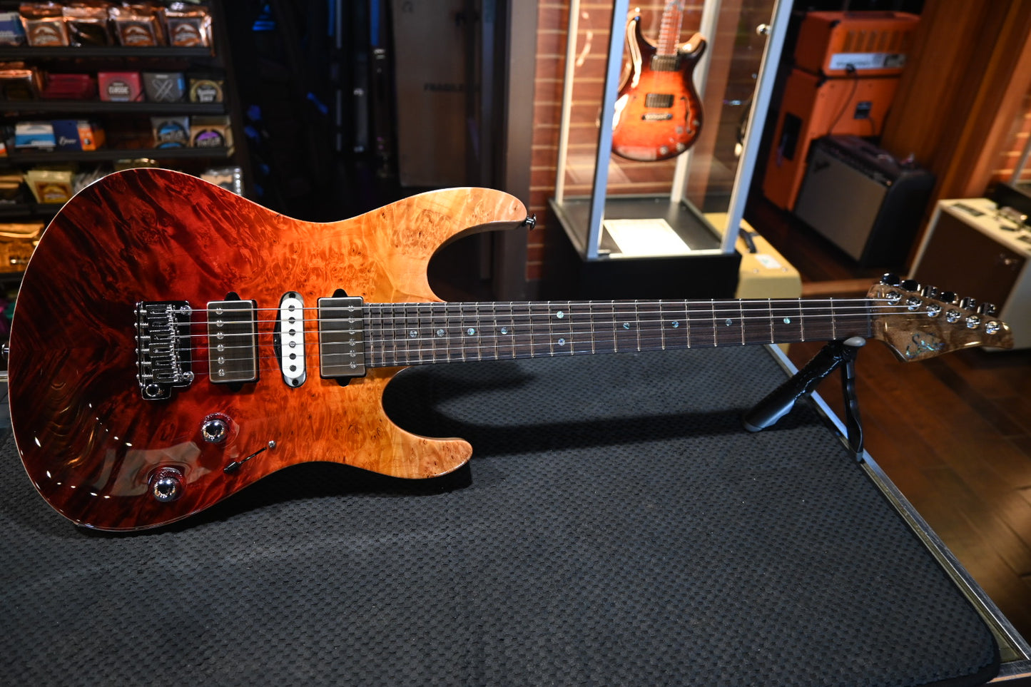 Suhr Custom Modern Carved Top Set Neck Waterfall Burl - Desert Gradient Guitar #2640 - Danville Music