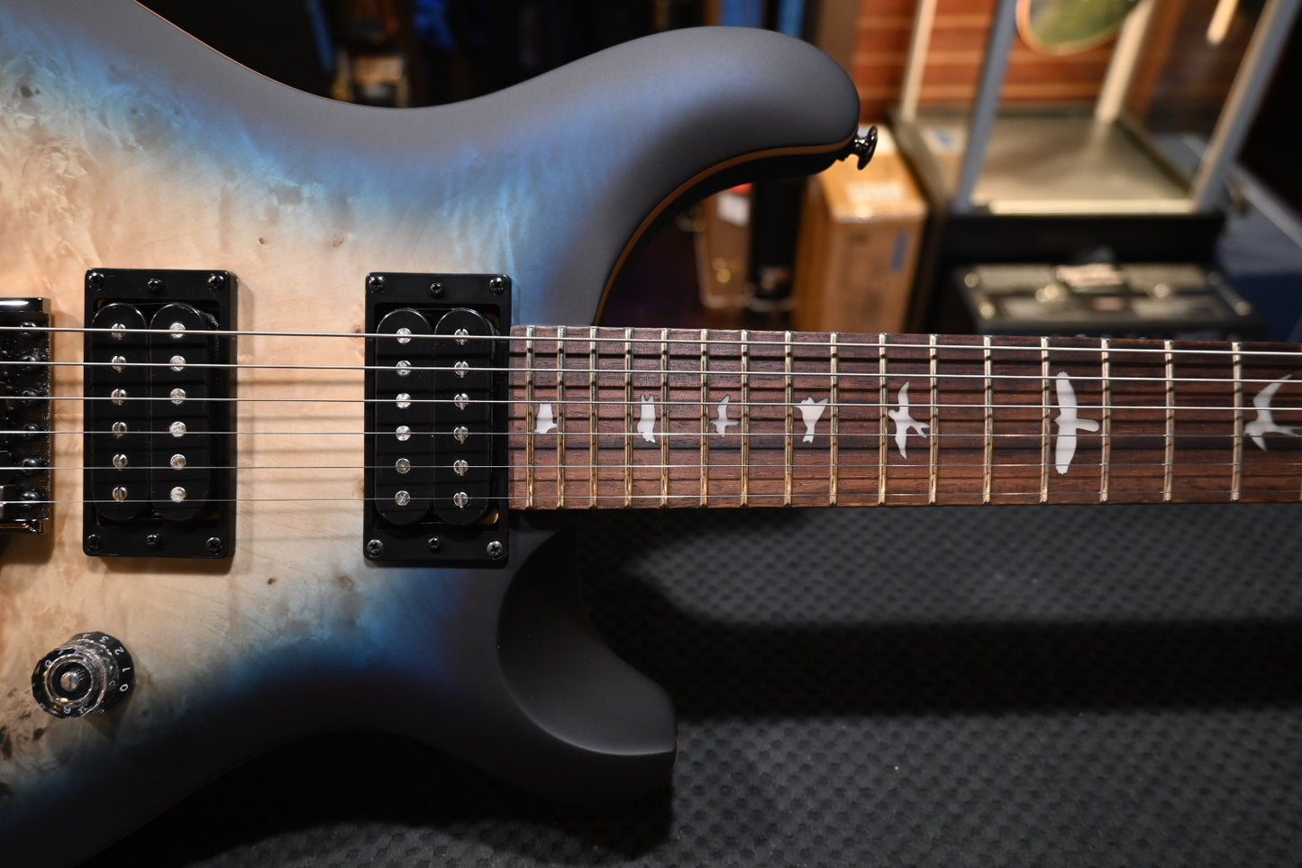 PRS SE “Exotic” Custom 24-08 Poplar Burl Limited Edition - Lake Blue Midnight Burst Guitar #0426 - Danville Music