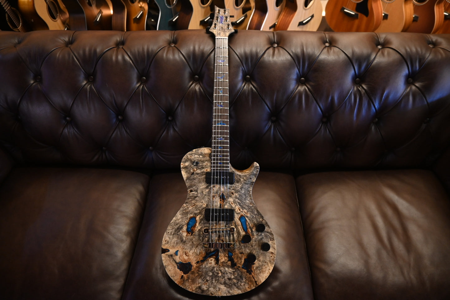 PRS Private Stock McCarty SC 594 Single-Cut Buckeye Burl “White Walker” - Blue Resin Fill Guitar #10496 - Danville Music