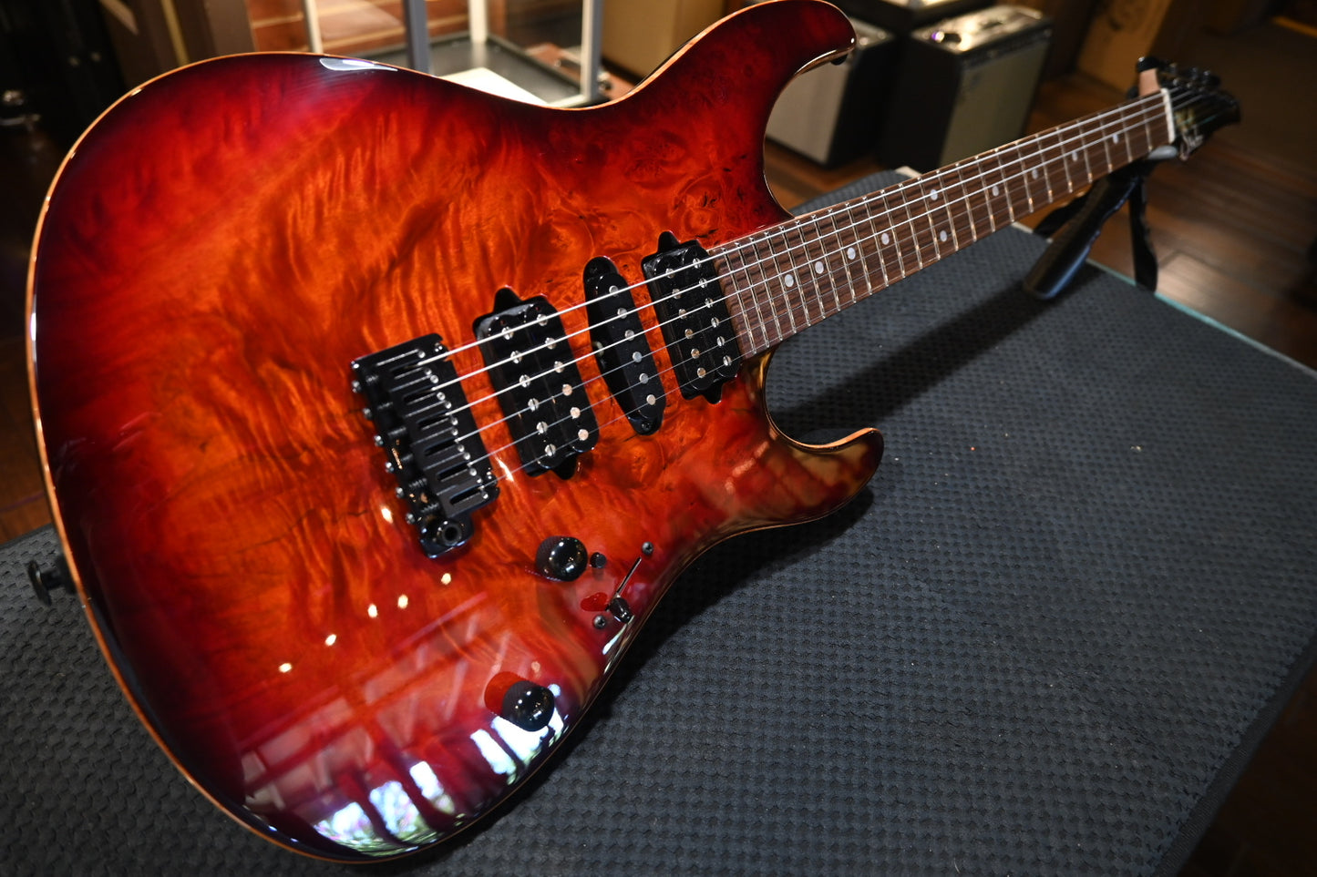 Suhr Custom Modern Waterfall Burl - Inferno Burst Guitar #8082 - Danville Music