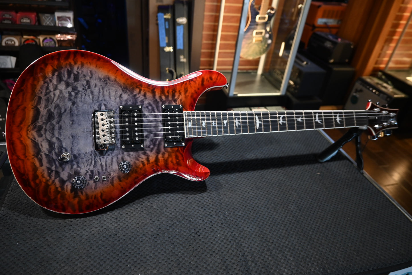 PRS SE Custom 24-08 Quilt - Charcoal Cherry Burst Guitar #6061 - Danville Music