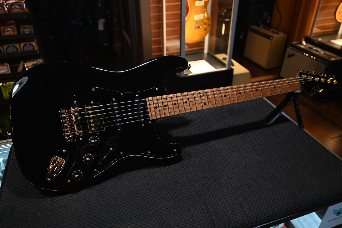 Suhr Mateus Asato Signature Series Classic S Guitar - Black #4441 - Danville Music