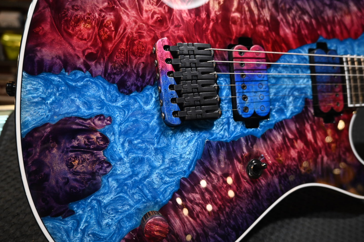 Mayones Regius 6 Custom Burl Maple Master Grade - Light Blue Stirred Resin Top Guitar #1007 - Danville Music