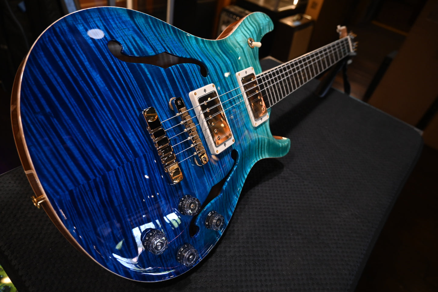 PRS Wood Library McCarty 594 Hollowbody II 10-Top/Back McCarty III Pickups - Blue Fade Guitar #3509 - Danville Music