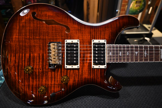 PRS SE Custom 24 Semi-Hollow Piezo - Orange Tiger Smokeburst Guitar #1698 - Danville Music