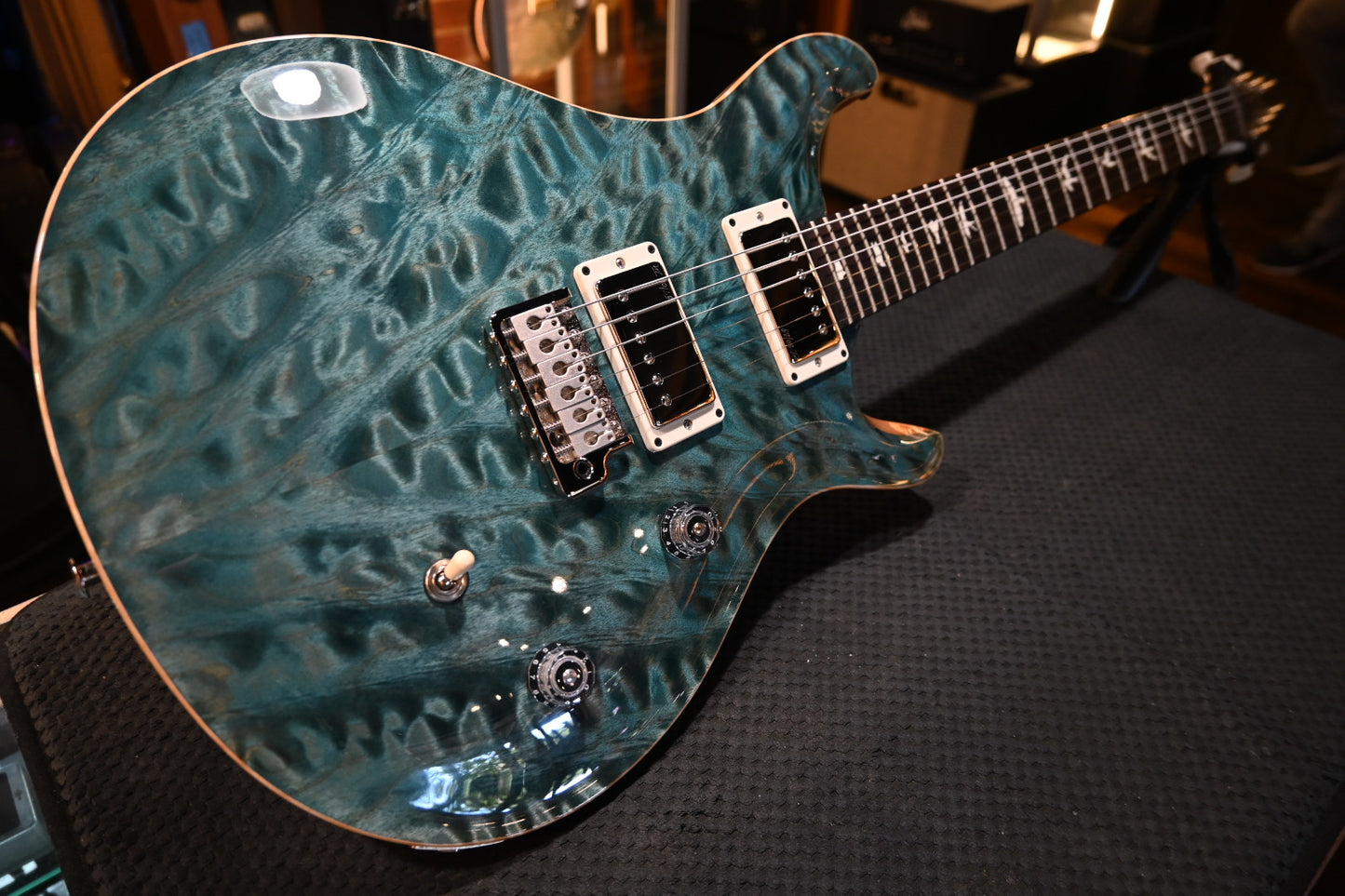 PRS Wood Library CE 24 Angel Step Quilt - Blue Crab Blue Guitar #5634 - Danville Music