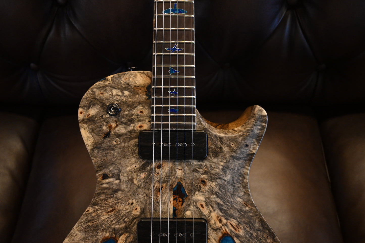 PRS Private Stock McCarty SC 594 Single-Cut Buckeye Burl “White Walker” - Blue Resin Fill Guitar #10496 - Danville Music