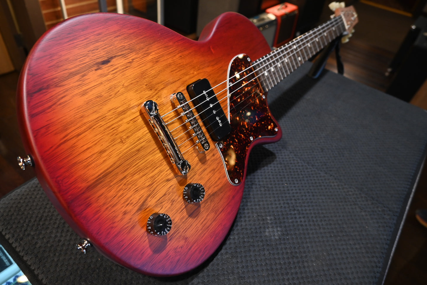 Tom Anderson Bobcat Cub - Transparent Amber to Cherry Burst Satin Guitar #224P - Danville Music