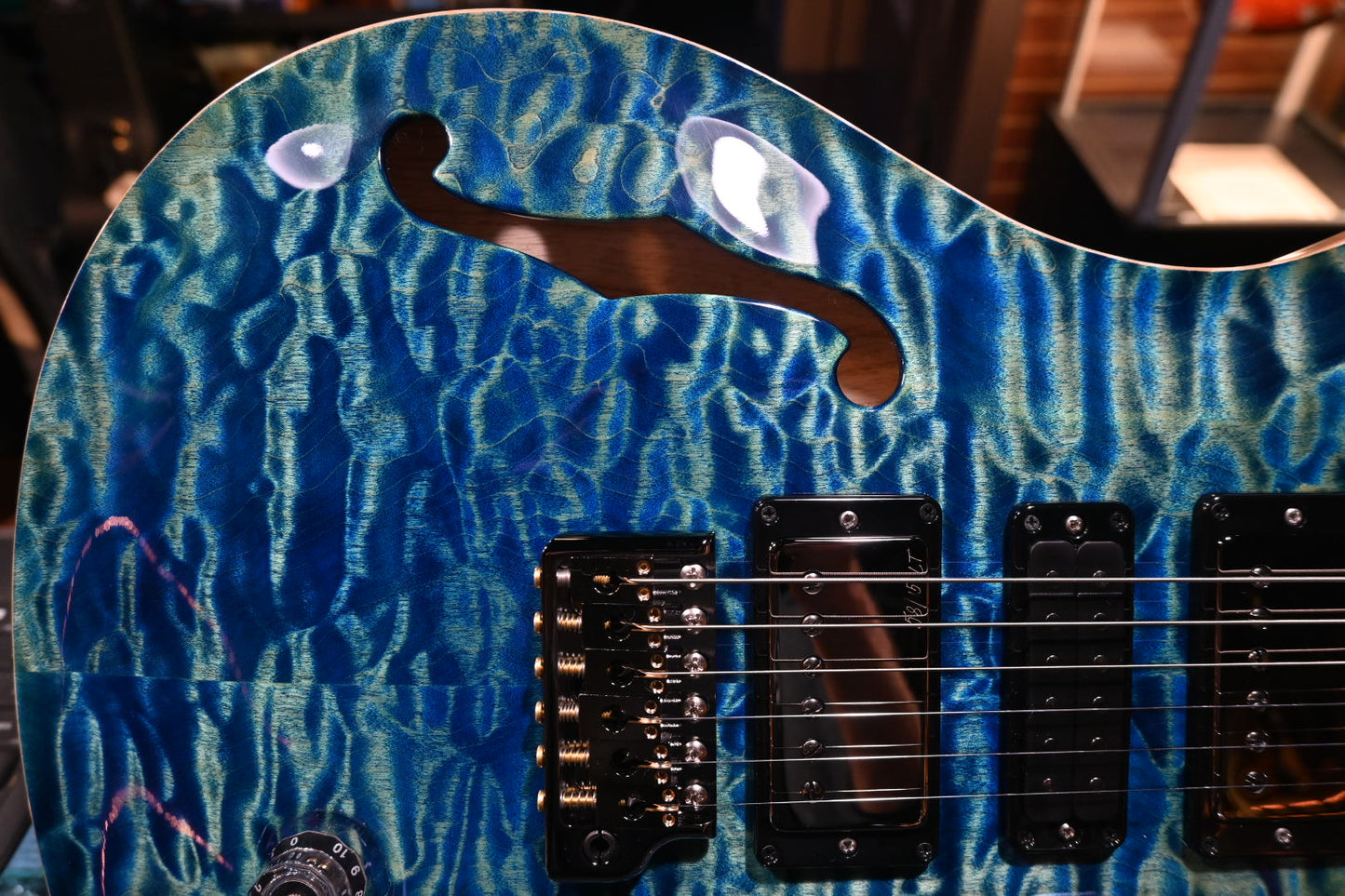 PRS Wood Library Special Semi-Hollow 10-Top Quilt Swamp Ash - River Blue Guitar #5200 - Danville Music