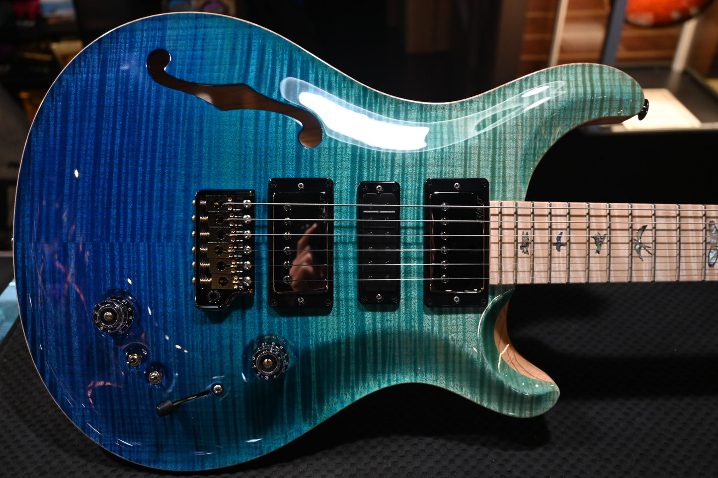 PRS Wood Library Special Semi-Hollow 10-Top Swamp Ash - Blue Fade Guitar #3308 - Danville Music