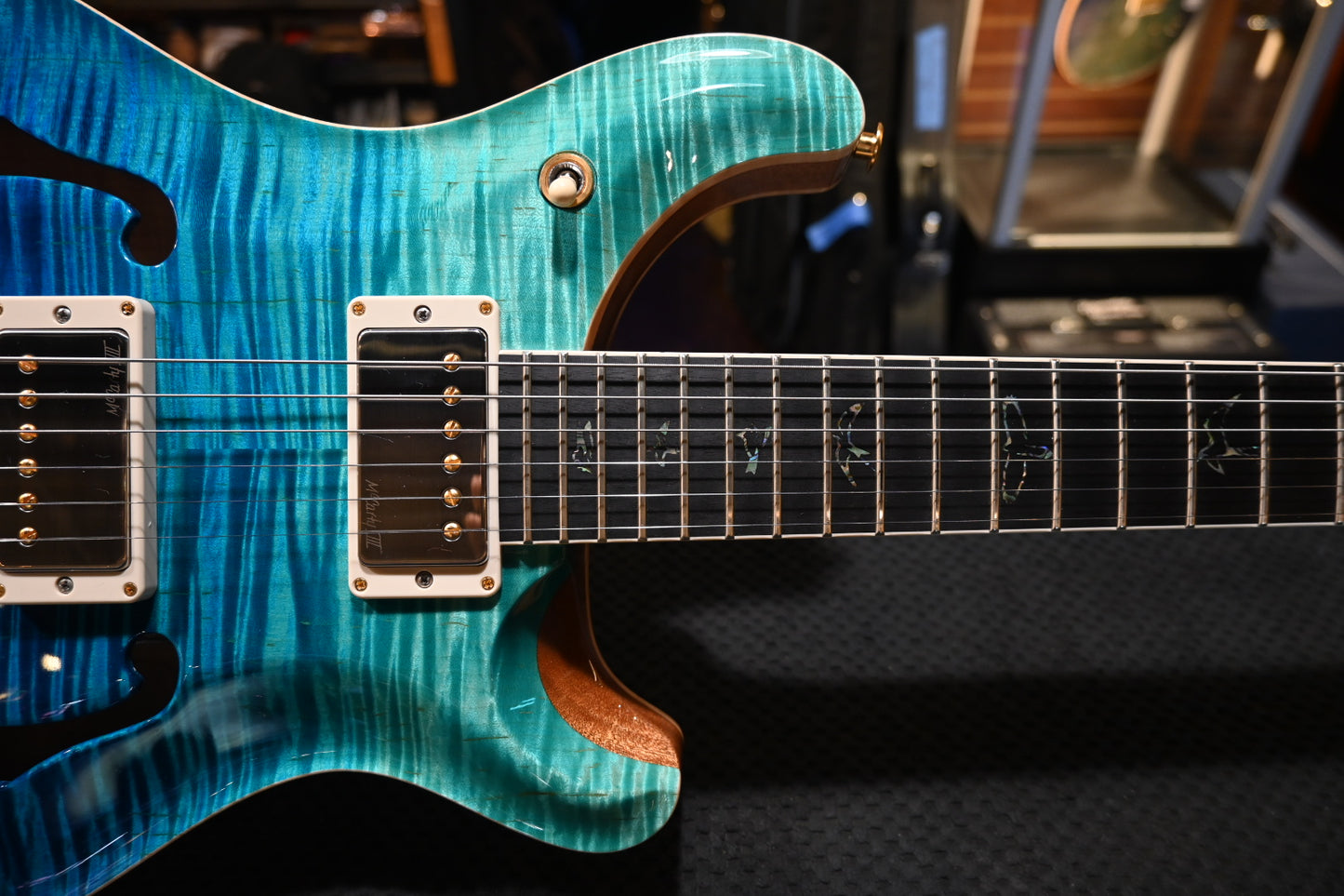 PRS Wood Library McCarty 594 Hollowbody II 10-Top/Back McCarty III Pickups - Blue Fade Guitar #3509 - Danville Music