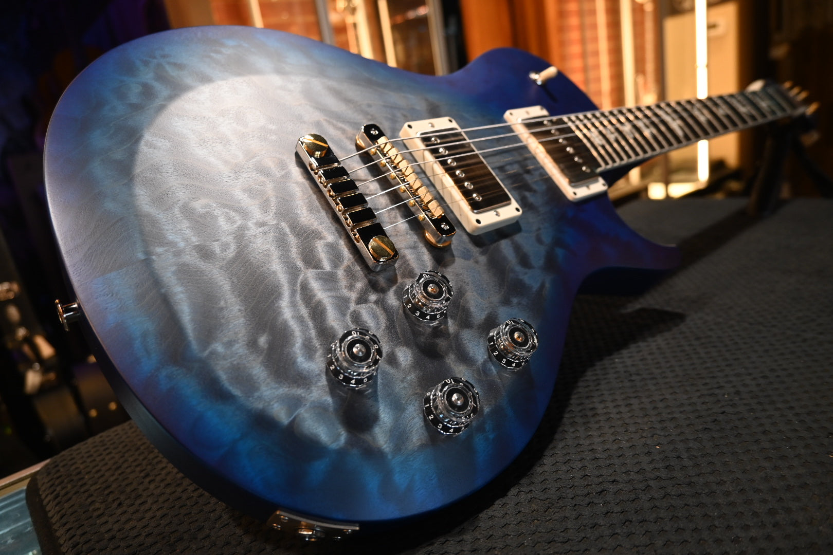 PRS Wood Library S2 McCarty SC 594 Single-Cut Quilt - Faded Gray Black Blue Burst Guitar #8896 - Danville Music