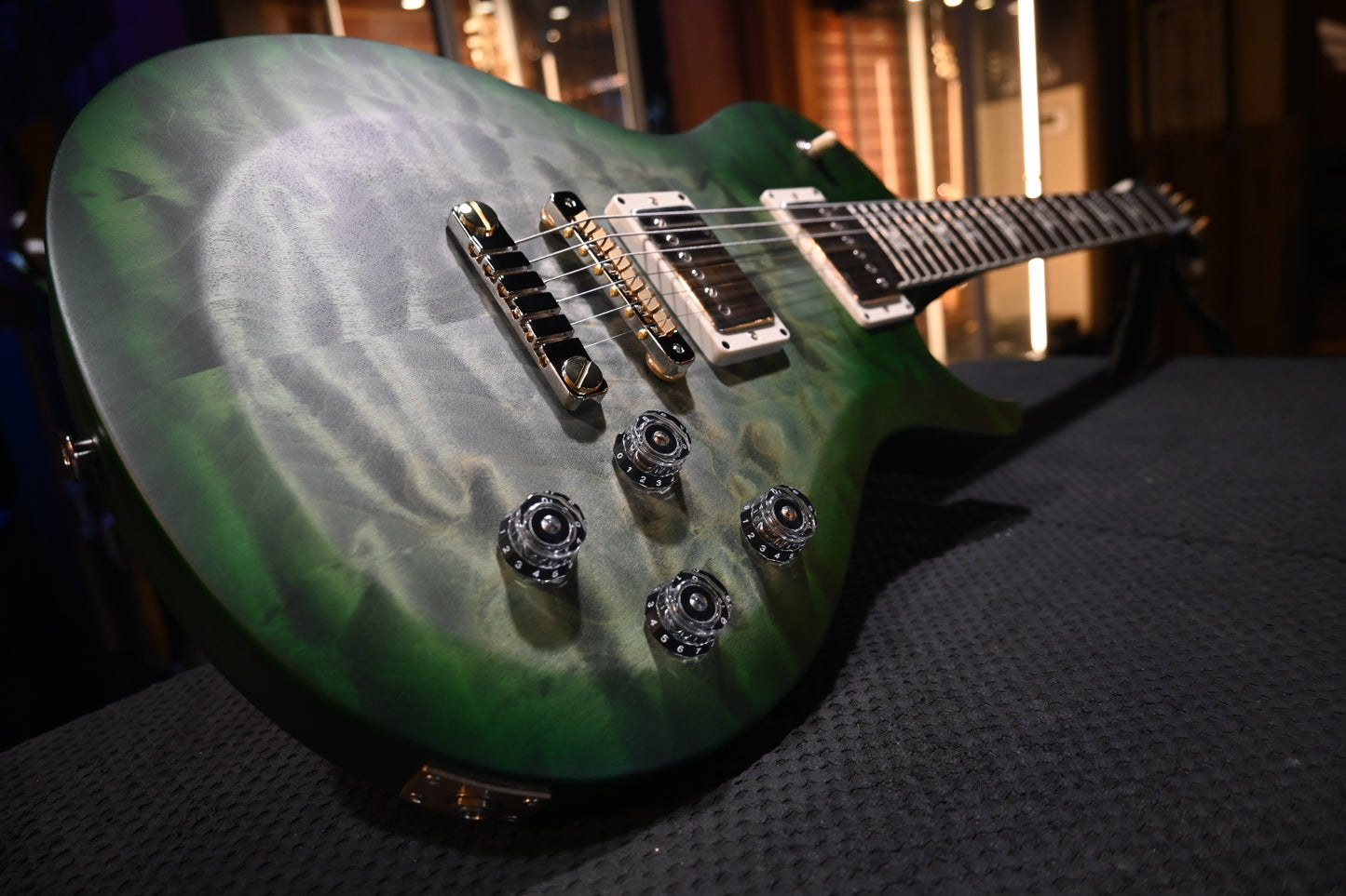 PRS Wood Library S2 McCarty SC 594 Single-Cut Quilt - Faded Gray Black Green Burst Guitar #0265 - Danville Music