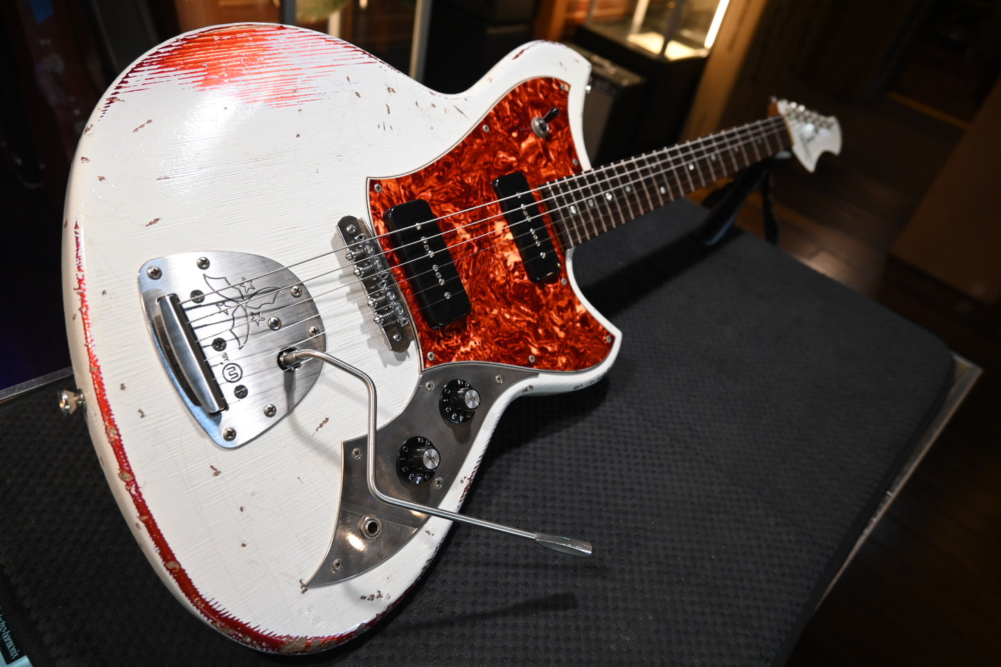 Novo Serus J LTD - Olympic White over Candy Apple Red Guitar #5356