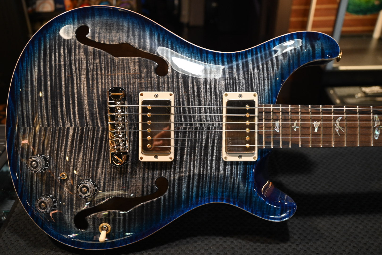 PRS Wood Library Hollowbody II Piezo 10-Top Rosewood Neck Charcoal Blue  Burst Guitar 0930 | Danville Music