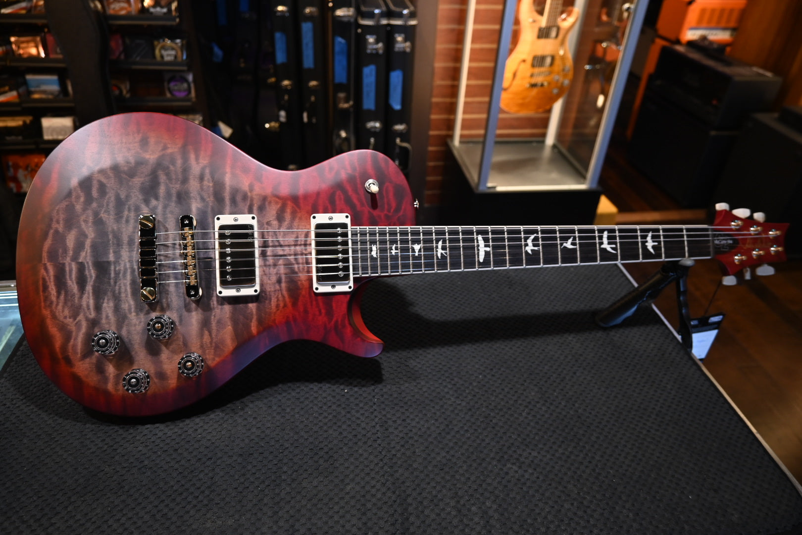 PRS S2 Wood Library McCarty SC 594 Single-Cut Quilt - Faded Gray Black Cherry Burst Satin Guitar #9907 - Danville Music
