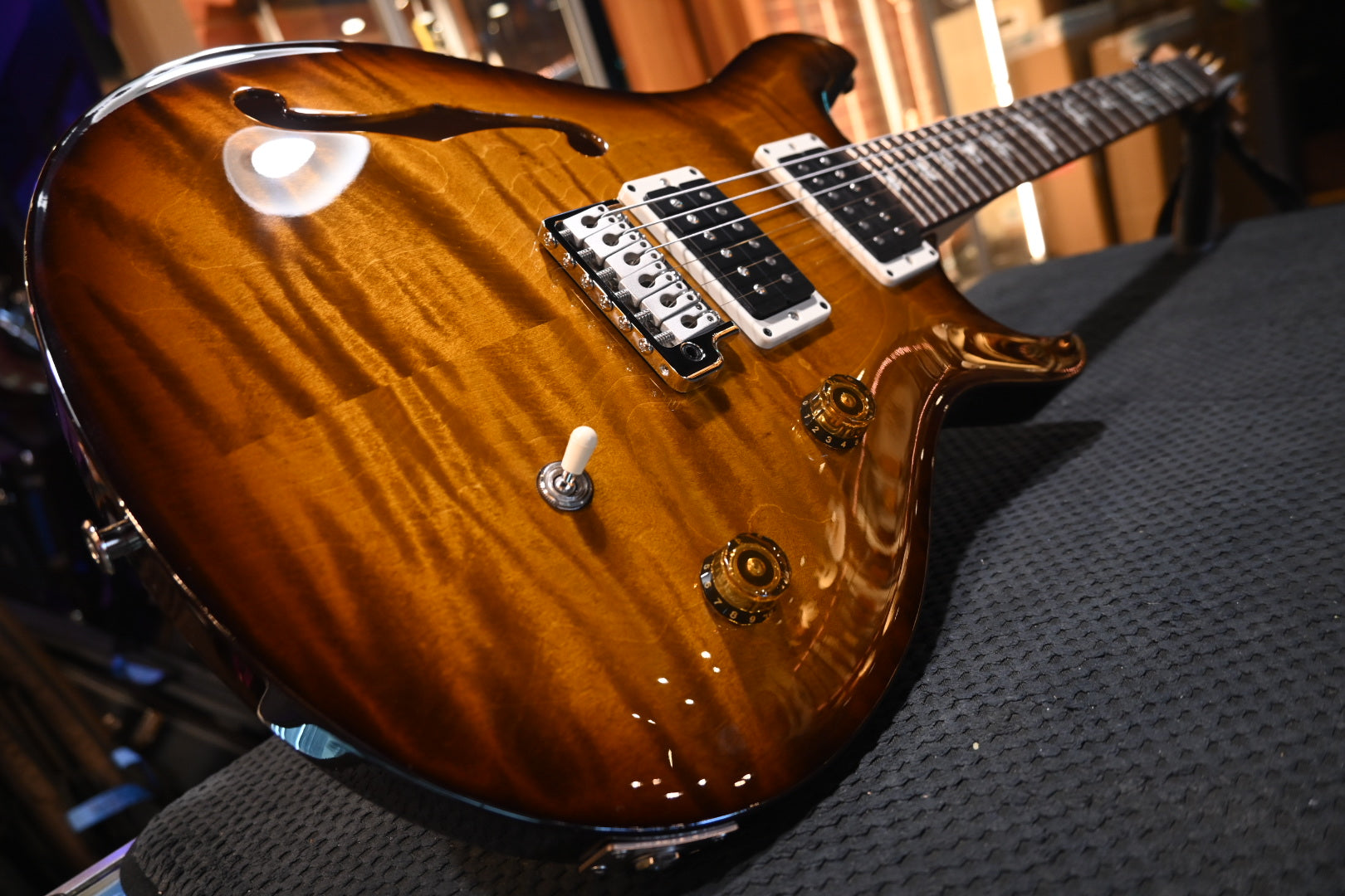 PRS CE 24 Semi-Hollow - Black Amber Guitar #7486 - Danville Music