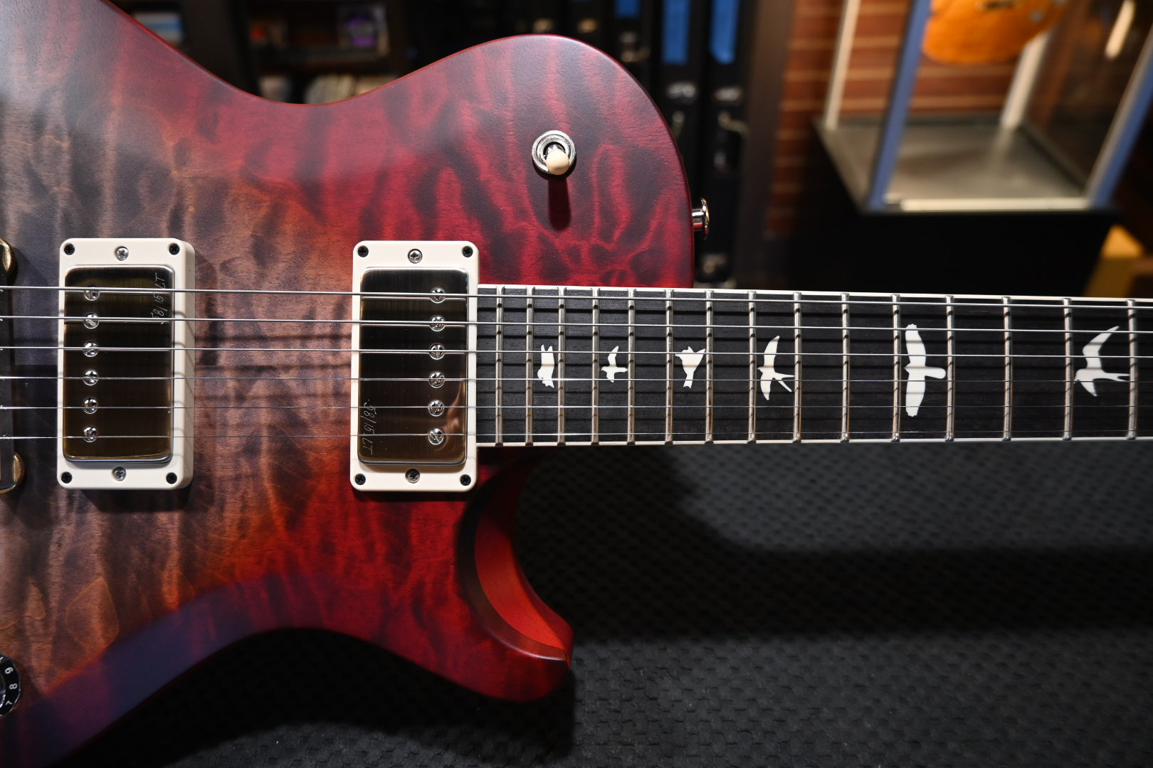 PRS S2 Wood Library McCarty SC 594 Single-Cut Quilt - Faded Gray Black Cherry Burst Satin Guitar #9907 - Danville Music