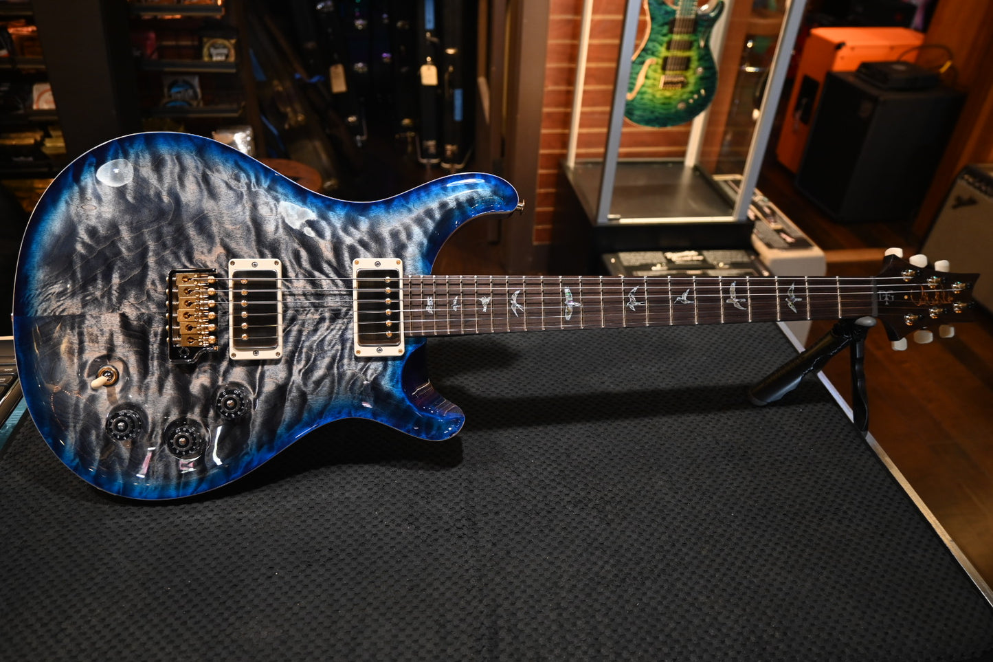 PRS Wood Library DGT 10-Top Quilt Brazilian Rosewood - Charcoal Blue Burst Guitar #0075 - Danville Music