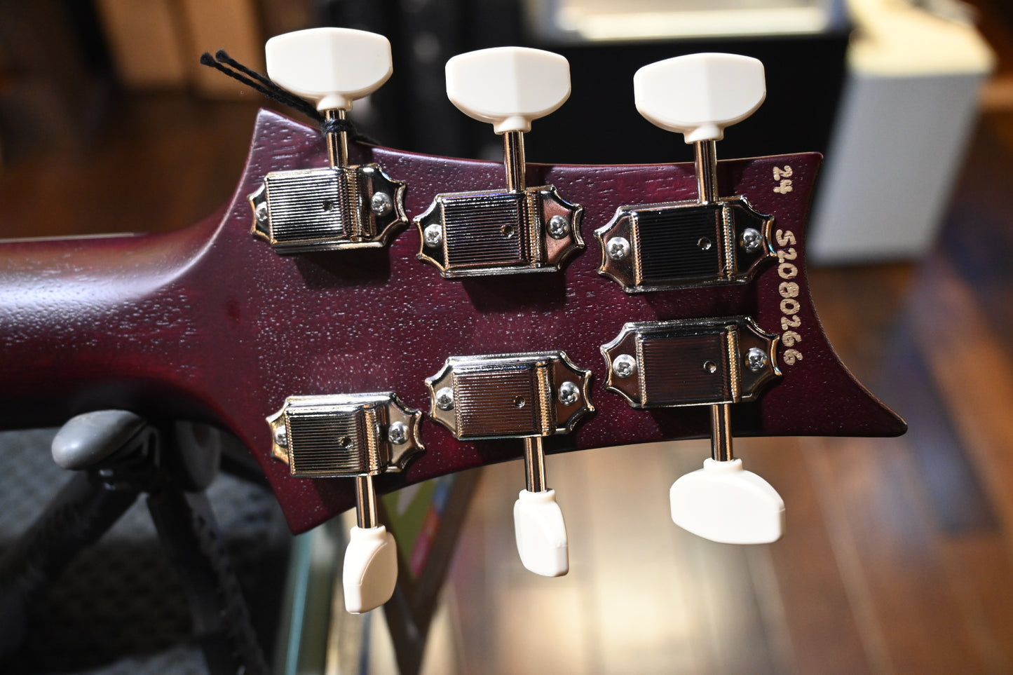 PRS Wood Library S2 McCarty SC 594 Single-Cut Angel Step Quilt - Faded Gray Black Purple Burst Satin Guitar #0266 - Danville Music