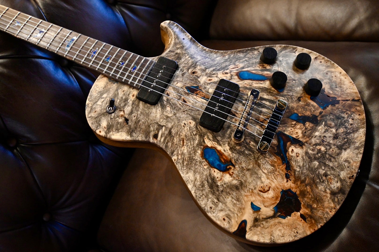 PRS Private Stock McCarty SC 594 Single-Cut Buckeye Burl “White Walker” - Blue Resin Fill Guitar #10496 - Danville Music