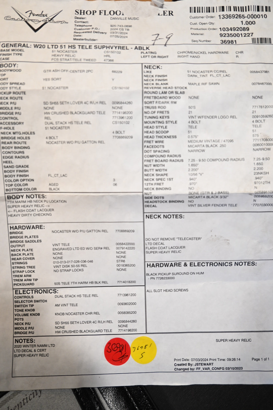 Fender Custom Shop LTD 1951 HS Telecaster Super Heavy Relic - Aged Black Guitar #8644 - Danville Music