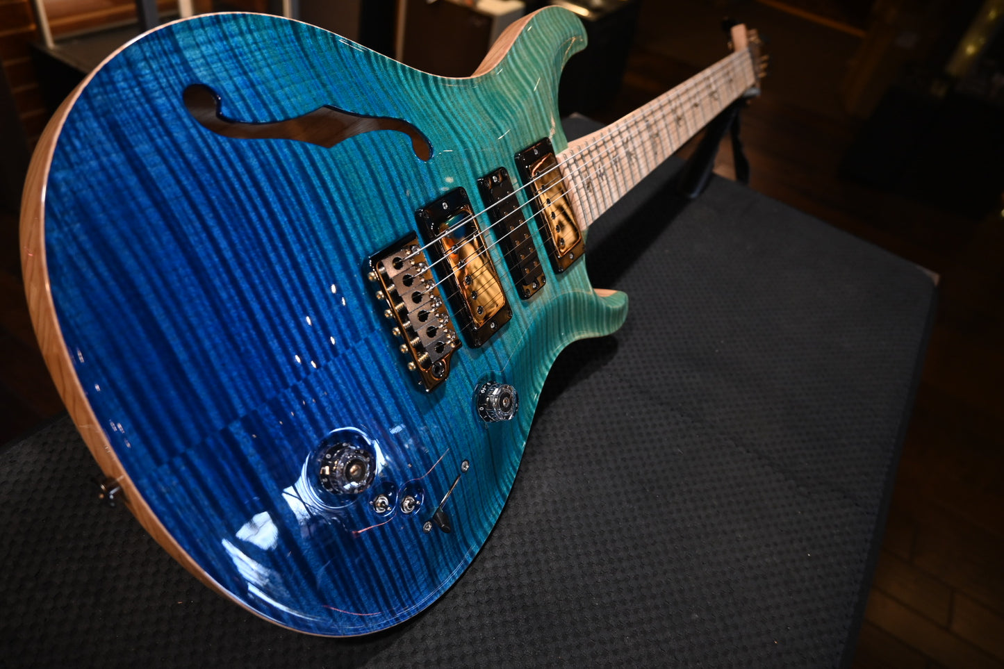 PRS Wood Library Special Semi-Hollow 10-Top Swamp Ash - Blue Fade Guitar #3308 - Danville Music