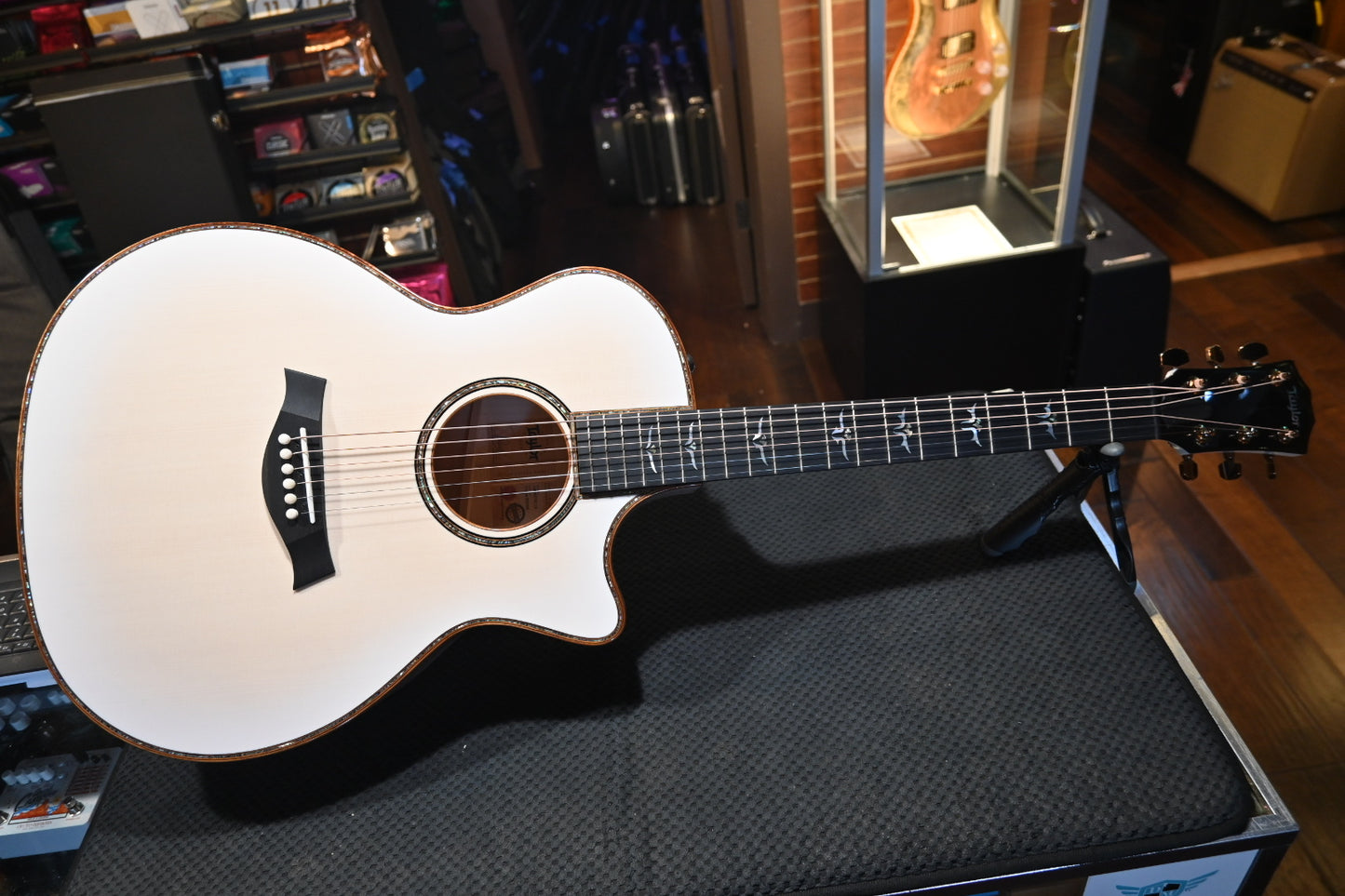 Taylor Custom GA Grand Auditorium Lutz Spruce/Big Leaf Maple Catch #22 - Translucent White Guitar #3155 w/ Taylor buy one get a GS Mini for $199 Promo! - Danville Music