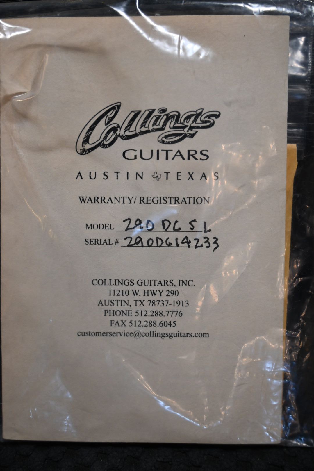 Collings 290 DC-S Left-Handed 2016 - Black Doghair Guitar #4233 - Danville Music