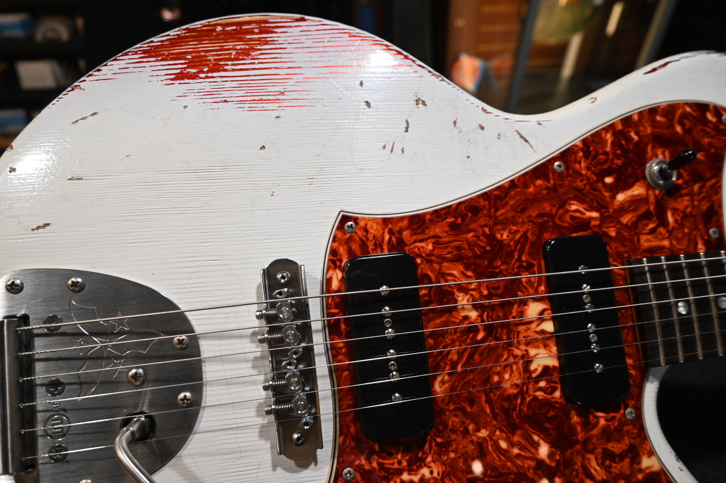 Novo Serus J LTD - Olympic White over Candy Apple Red Guitar #5356