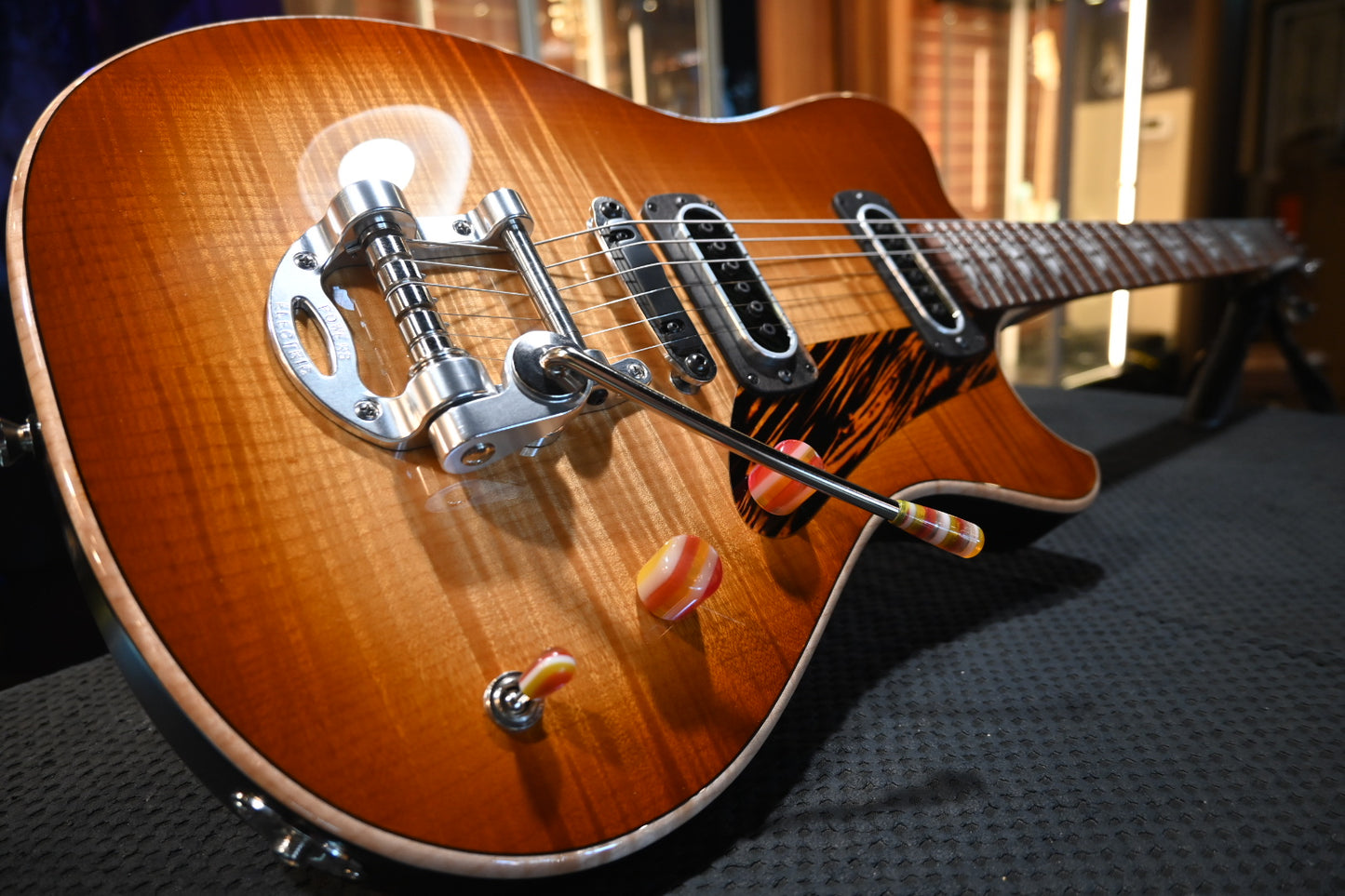 Powers Electric A-Type Select Maple PF42 CamTail - Wild Honey Burst Guitar #A956 - Danville Music
