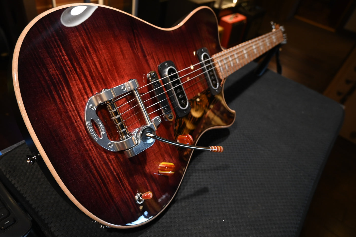 Powers Electric A-Type Select Maple PF42 CamTail - Cabernet Red Guitar #A701 - Danville Music