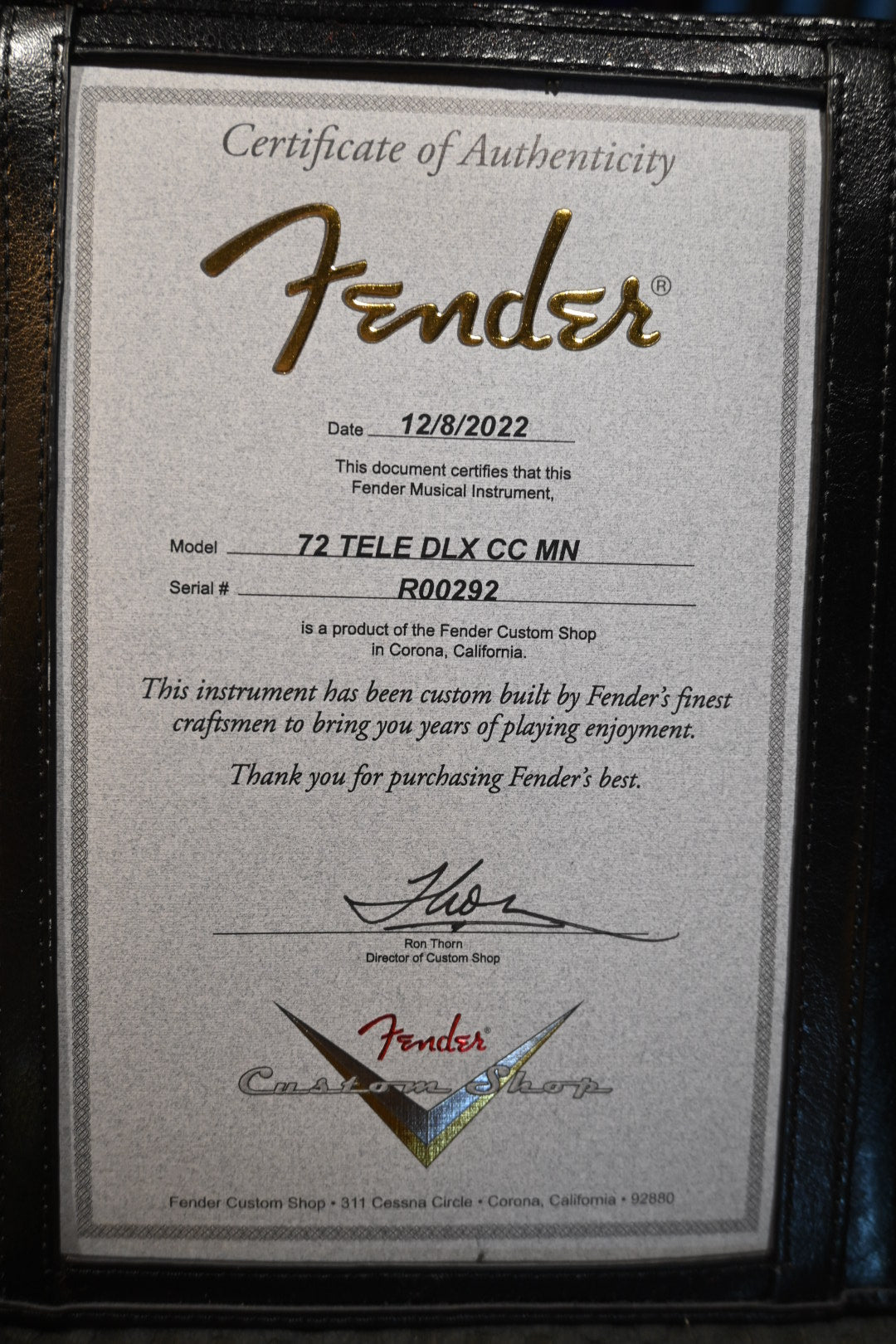 Fender Custom Shop 1972 Telecaster Deluxe 2022 - Aged Walnut Guitar #0292 - Danville Music