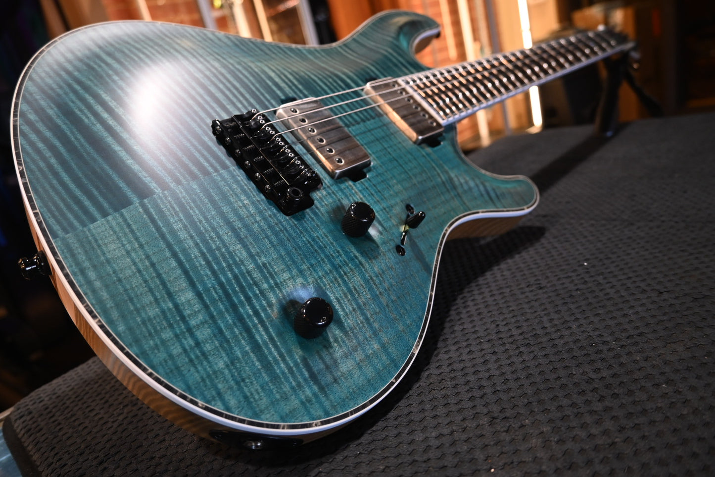 Mayones 40th Anniversary Regius Core V24 6 - Transparent Turquoise Satin Guitar #2219 - Danville Music