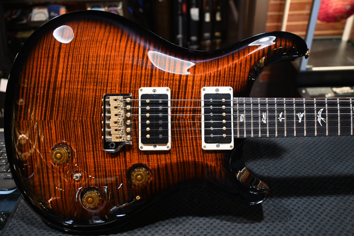 PRS Customer 24 Piezo 10-Top - Black Gold Smokewrap Burst Guitar #6531 - Danville Music